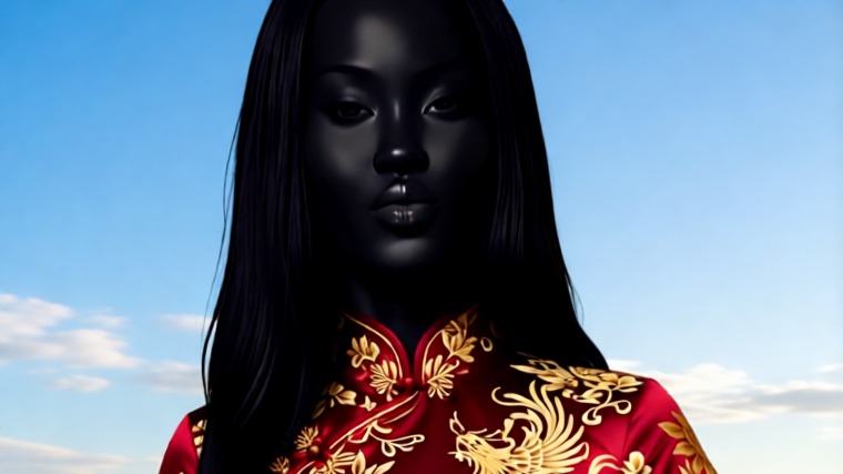 旗袍的东方骨相，撞进现代浴室的清冷与草原的辽阔