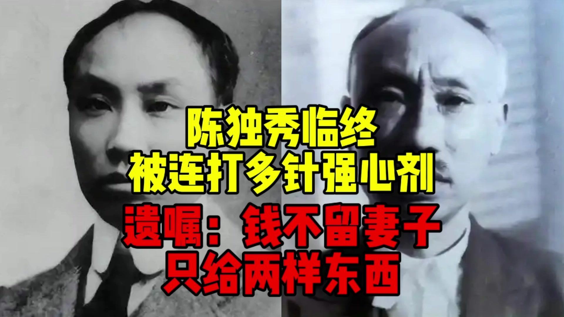 陈独秀临终被连打多针强心剂，遗嘱：钱不留妻子，只给两样东西