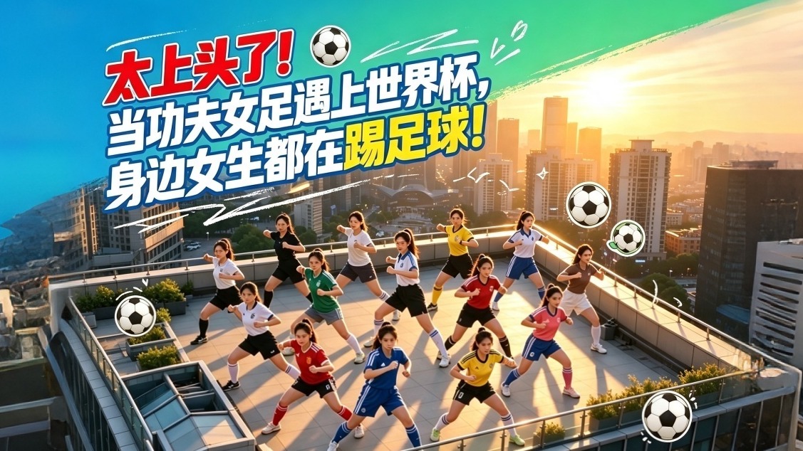 太上头了！当功夫女足遇上世界杯，身边女生都在踢足球！