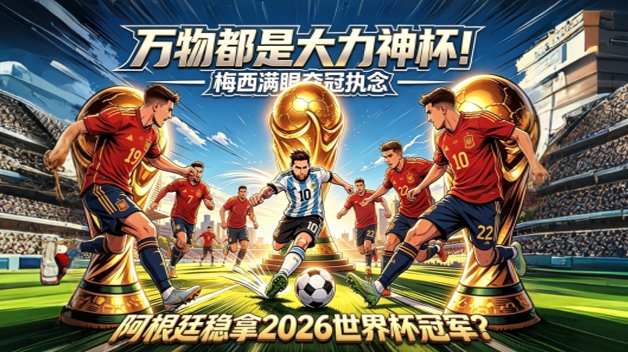 万物都是大力神杯！梅西满眼夺冠执念，阿根廷拿下西班牙获2026世界杯冠军？