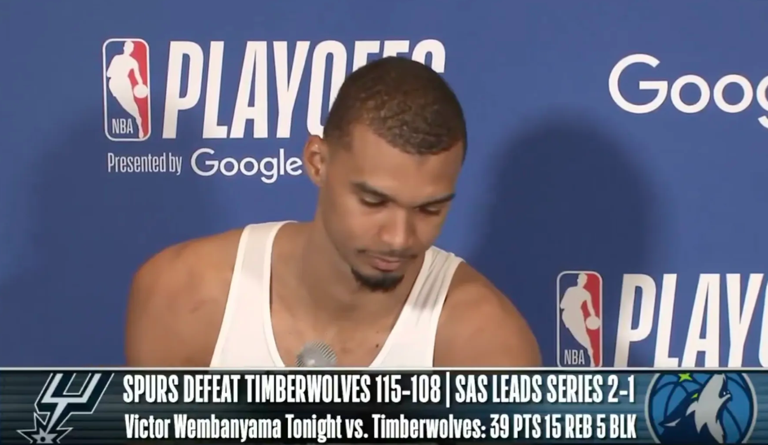 NBA季后赛，马刺115-108战胜森林狼。目前马刺大比分2-1领先森林狼。
文