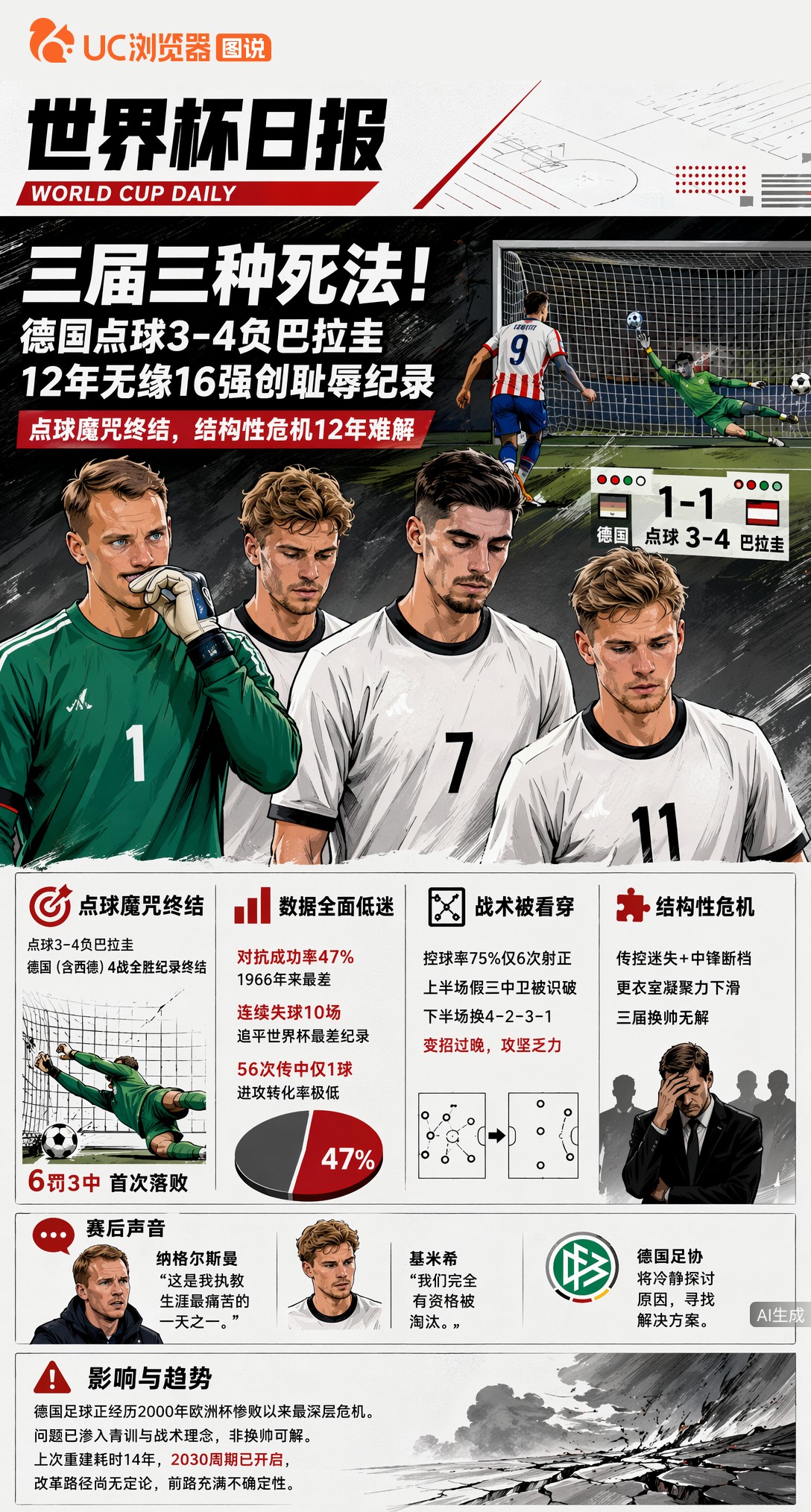 三届三种死法！德国点球3-4负巴拉圭，12年无缘16强创耻辱纪录
