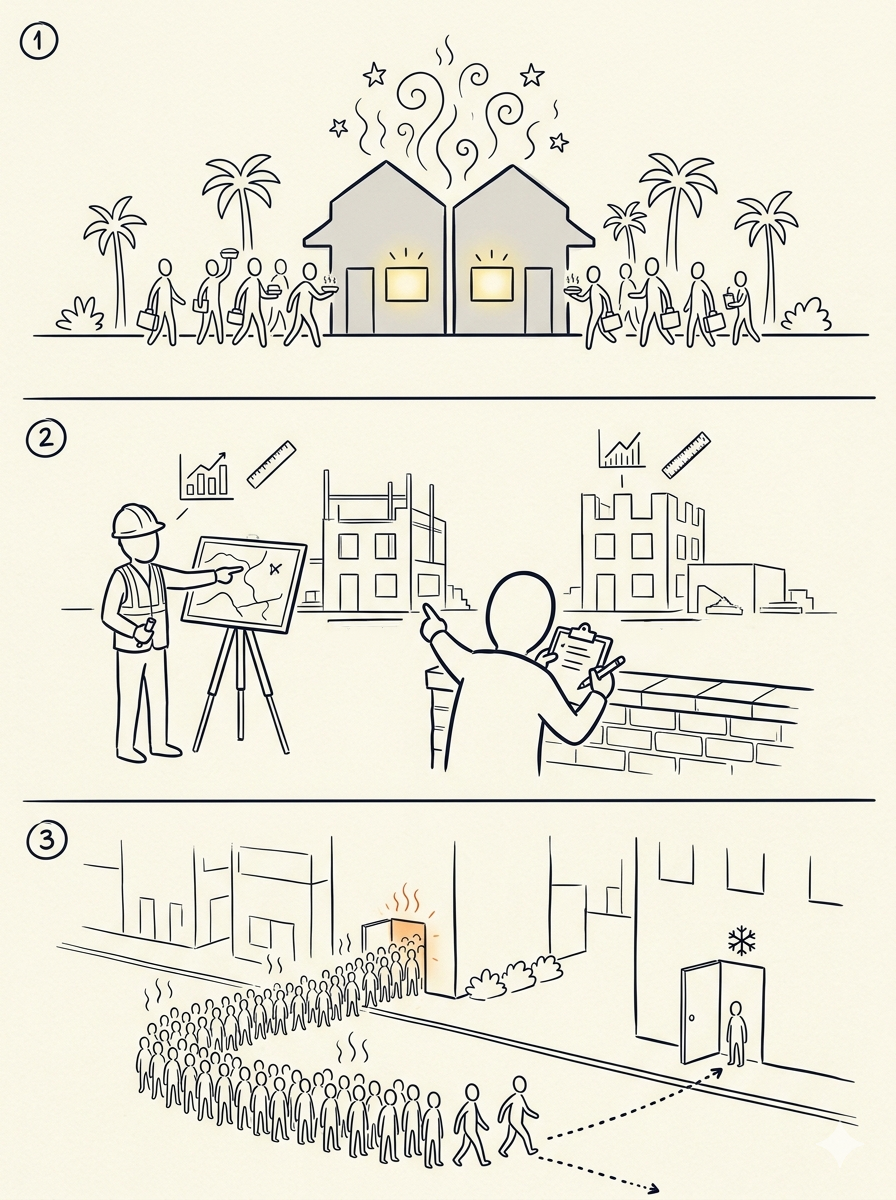 发现家里附近的商场，即将新开业一家M记！这不很明显的竞争了吗？旁边就是K记啊！