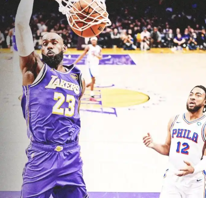 NBA常规赛湖人VS76人，詹姆斯今天打得不行，就算你三分没手感，出空位了也该投