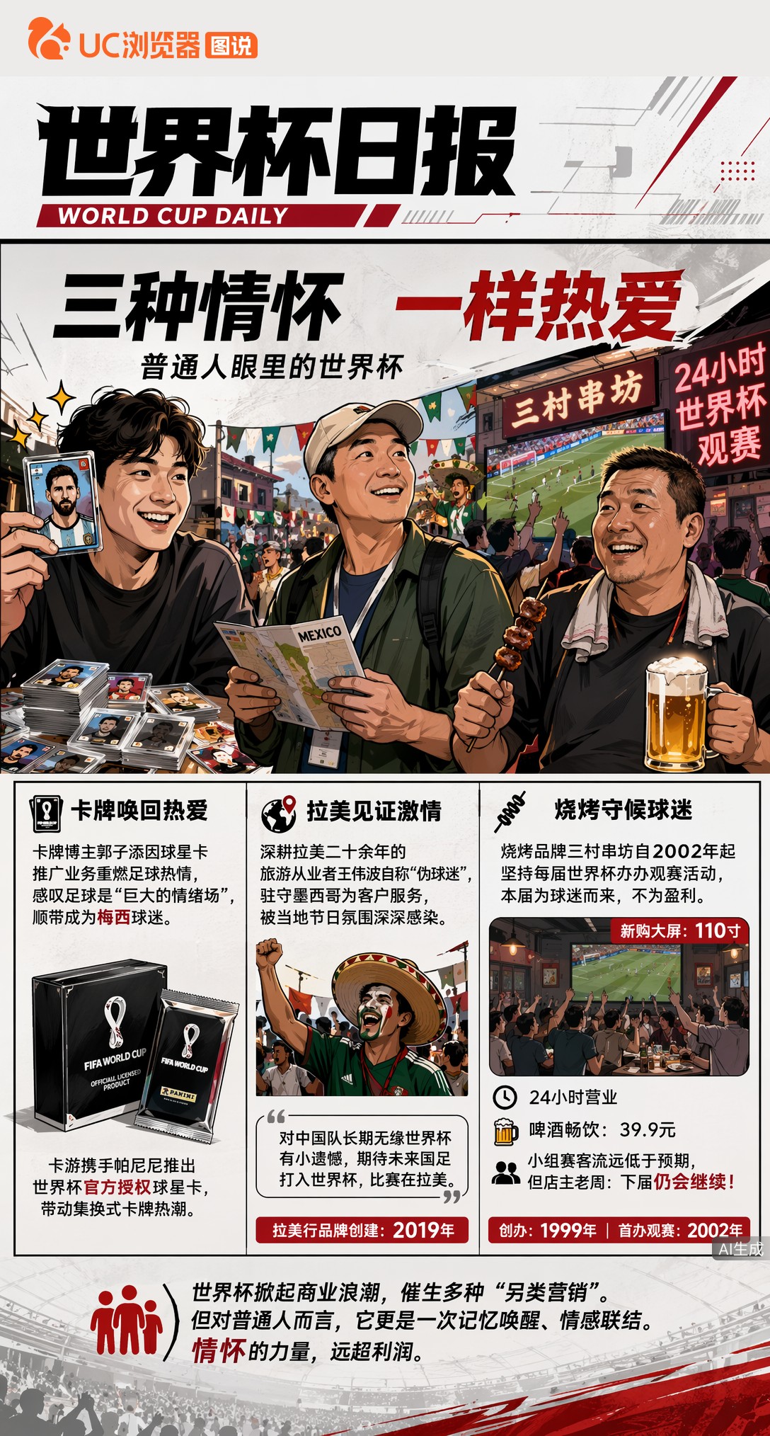 卡牌唤回球迷梦、烧烤店24小时守候——世界杯里的三种情怀
