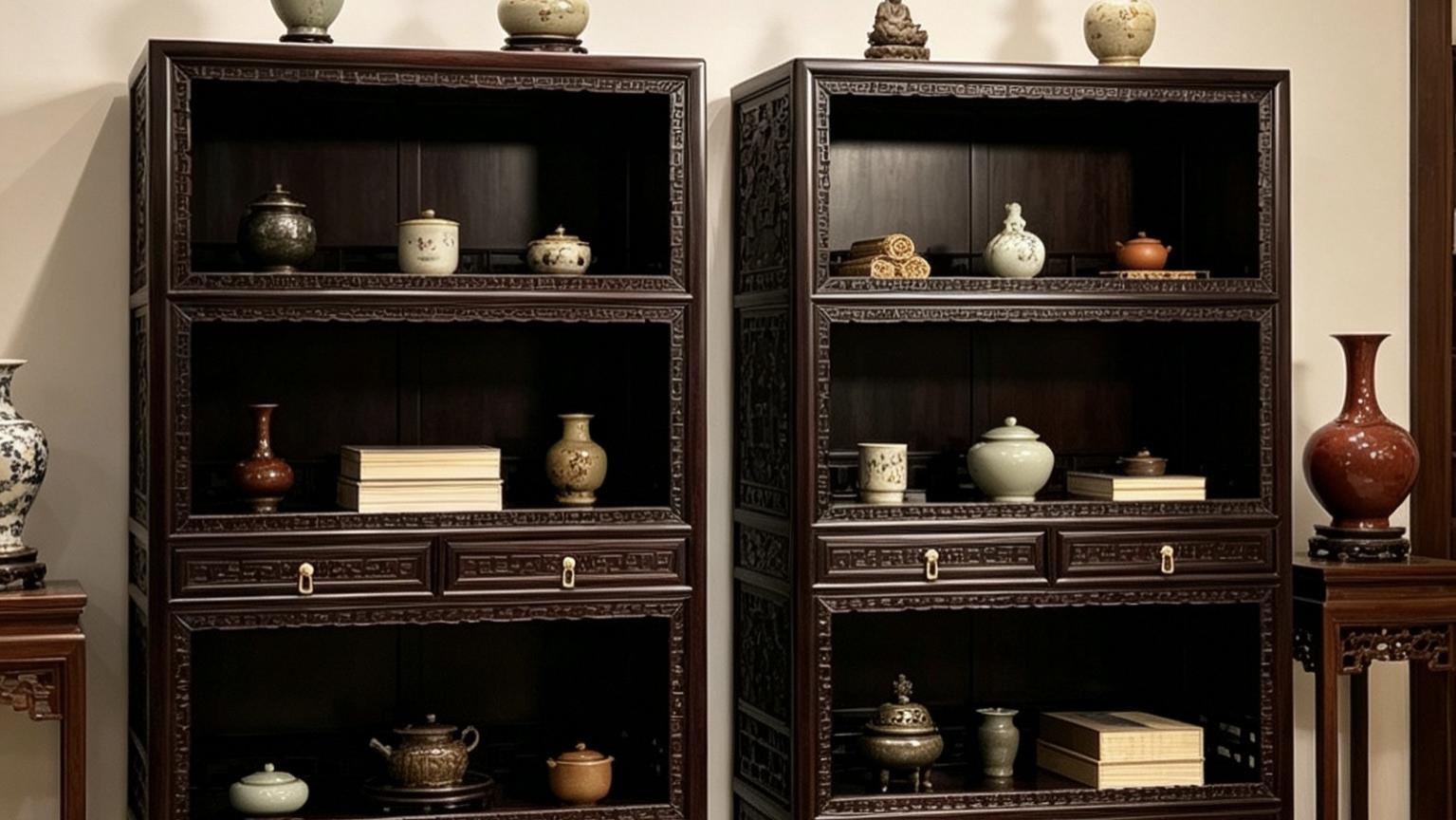 古雅清逸，紫光檀，三层亮格柜