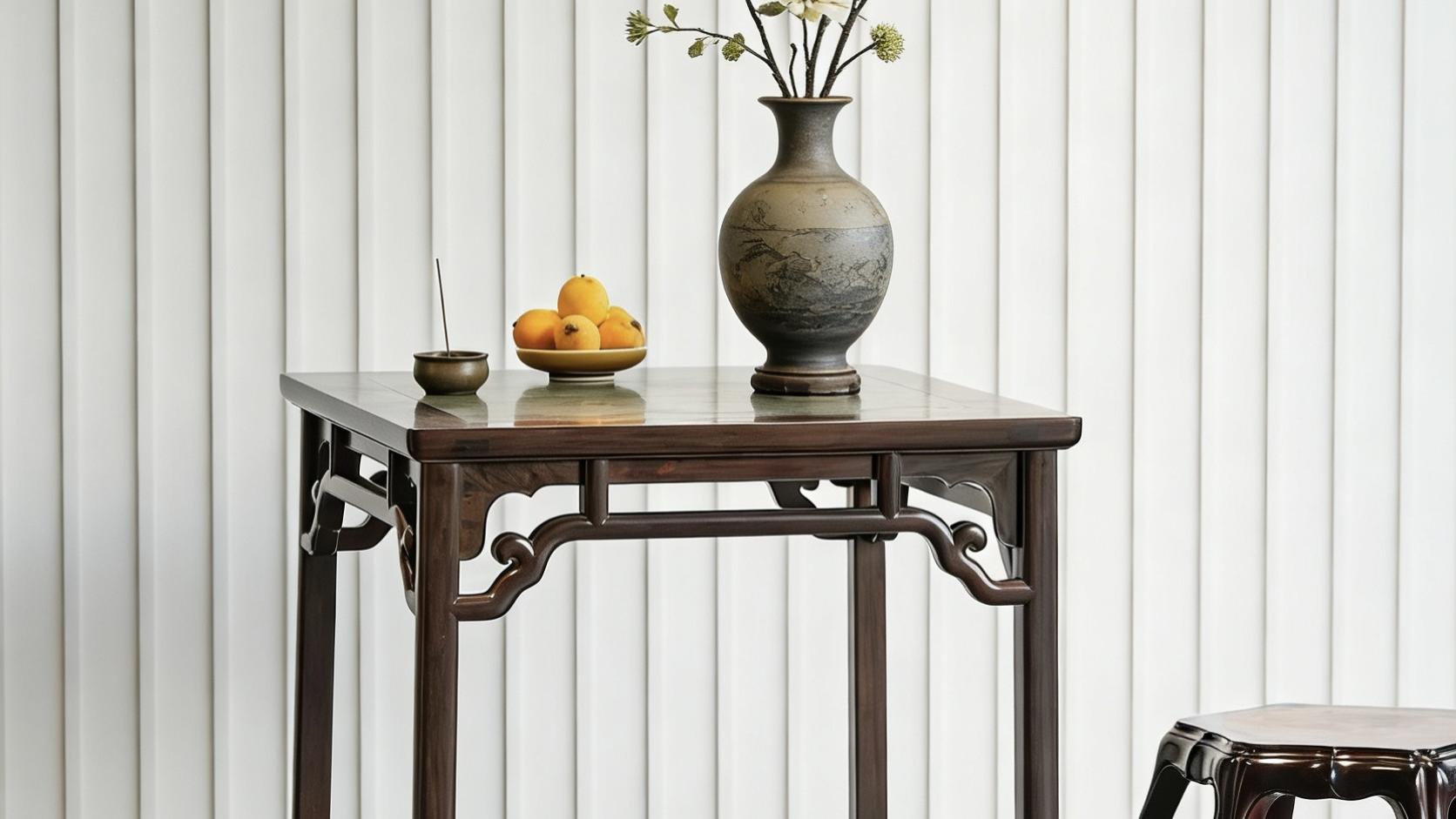 匠心藏雅，大红酸枝镶祁阳石，小方桌