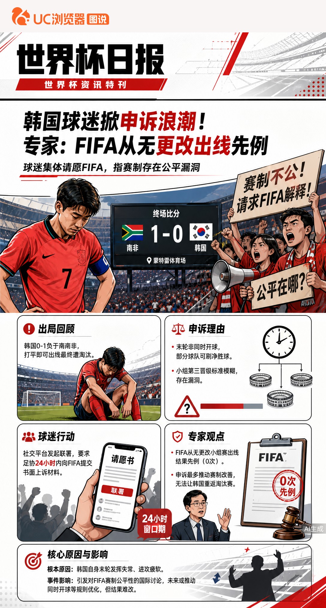 韩国球迷掀申诉浪潮！专家：FIFA从无更改出线先例