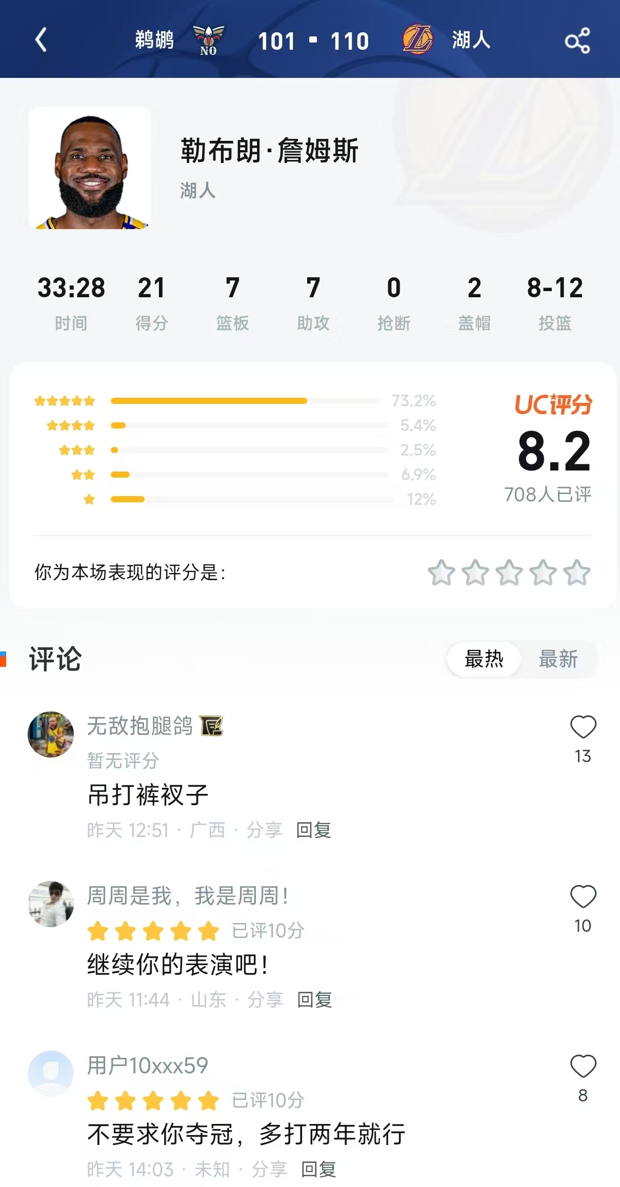 8.2分？这届网友对41岁的老詹，是不是有点太“苛刻”了？