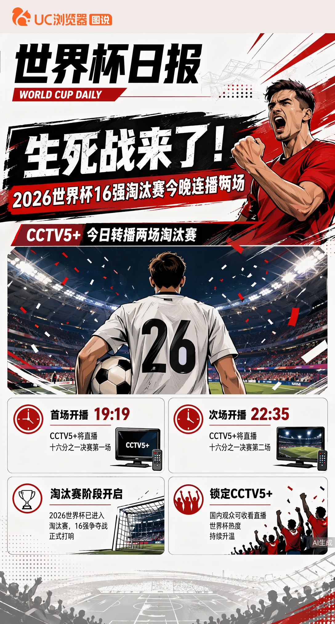 生死战来了！2026世界杯16强淘汰赛今晚连播两场