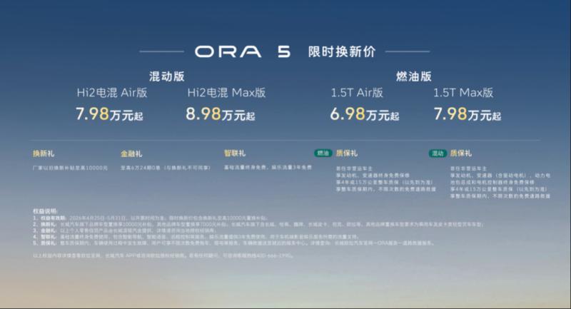 长城欧拉5双版本上市 混动版创吉尼斯油耗纪录