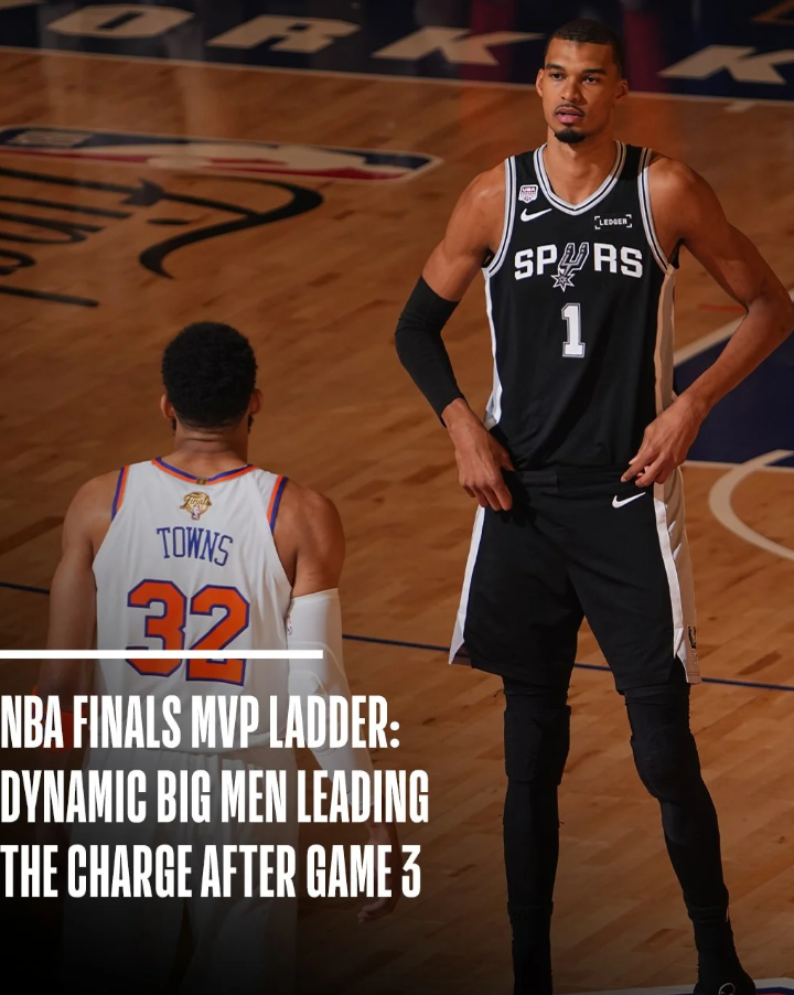 NBA官方发文表示：NBA总决赛MVP排行榜：G3战罢，两大顶级内线领跑战局
"