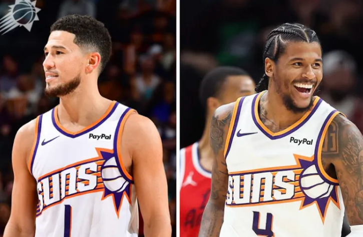 NBA常规赛，太阳将对阵76人。
太阳官方更新了动态并附文：“德文-布克与杰伦-