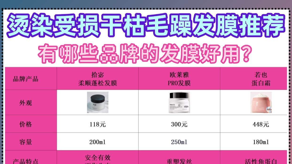 有哪些品牌的发膜好用？烫染受损干枯毛躁发膜推荐！购前必读