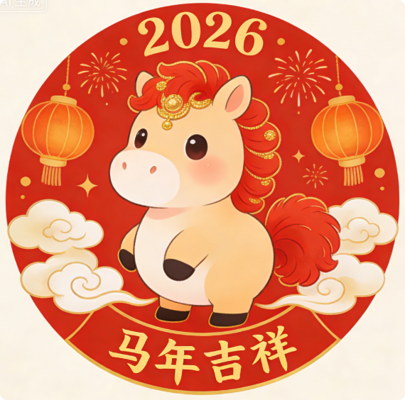 新的一年，愿你和可爱的马儿一样，充满活力，一帆风顺！