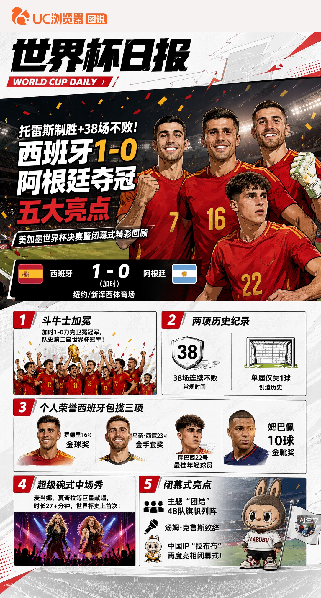 托雷斯制胜+38场不败！西班牙1-0阿根廷夺冠五大亮点