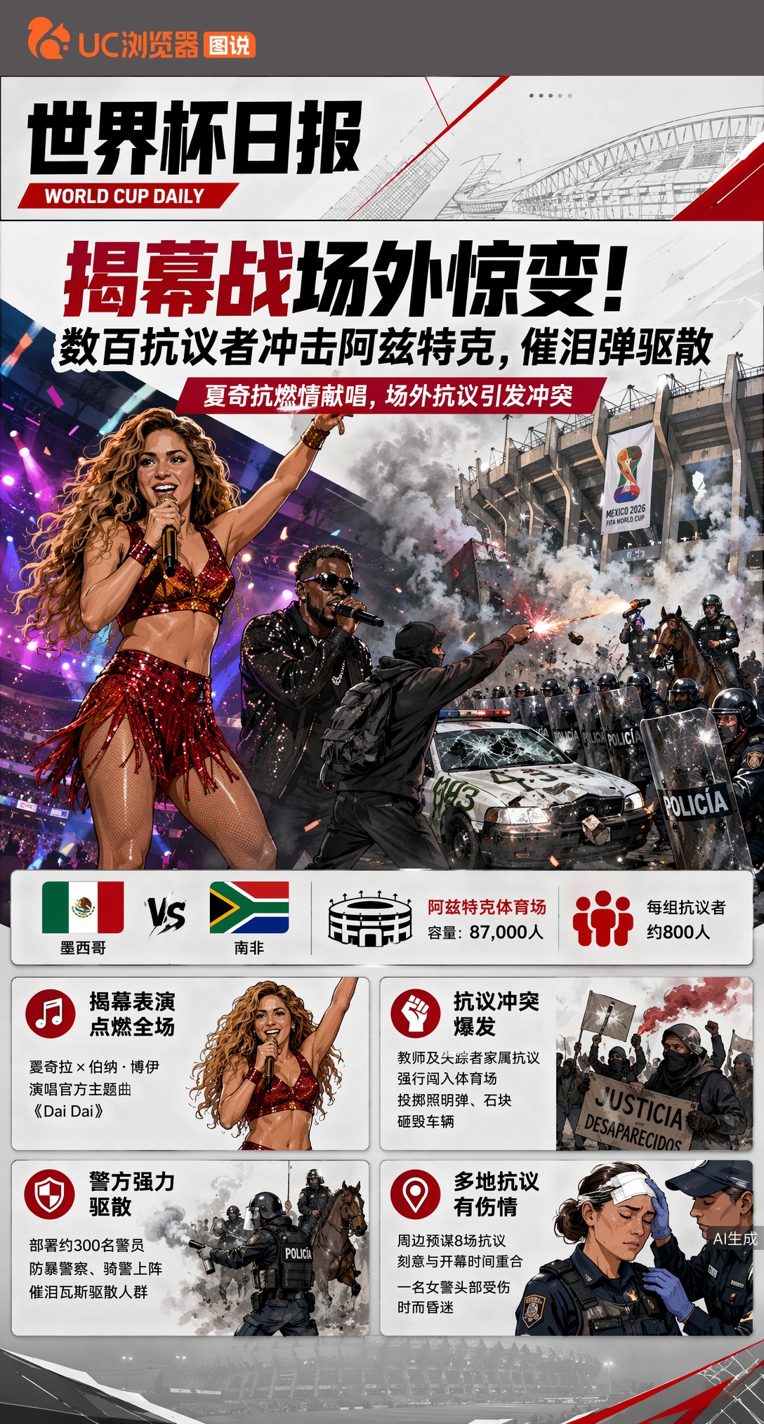 揭幕战场外惊变！数百抗议者冲击阿兹特克，催泪弹驱散