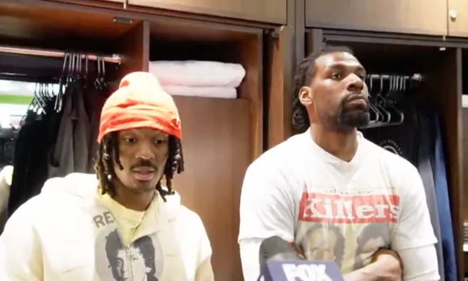 NBA常规赛，森林狼108-83击败勇士。
赛后森林狼球员纳尚-海兰德接受了记者