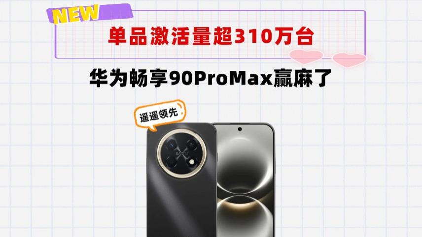 华为千元机卖疯了！畅享90 Pro Max激活超310万台，友商连零头都没
