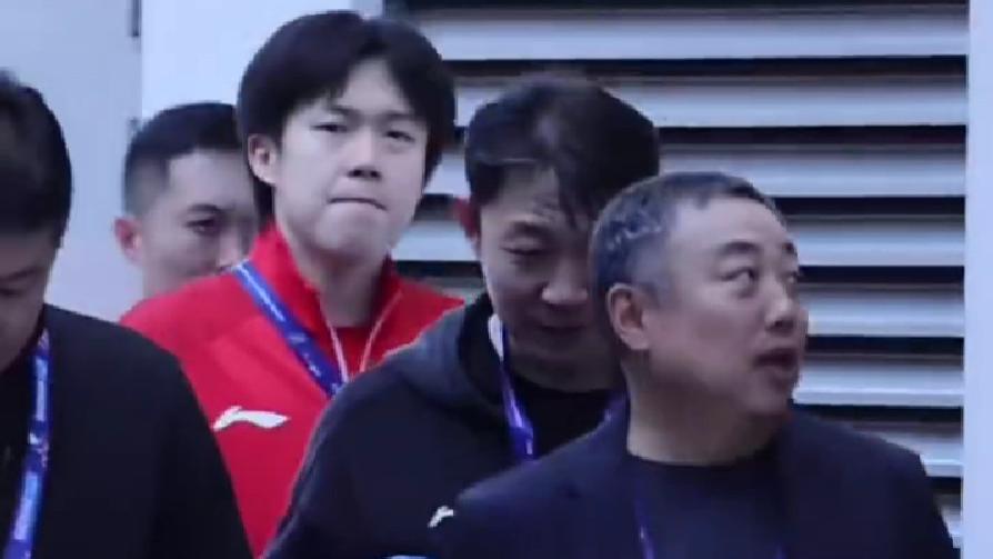 懂事！刘国梁伦敦世乒赛看望国乒，王楚钦主动停步给刘主席王励勤让路