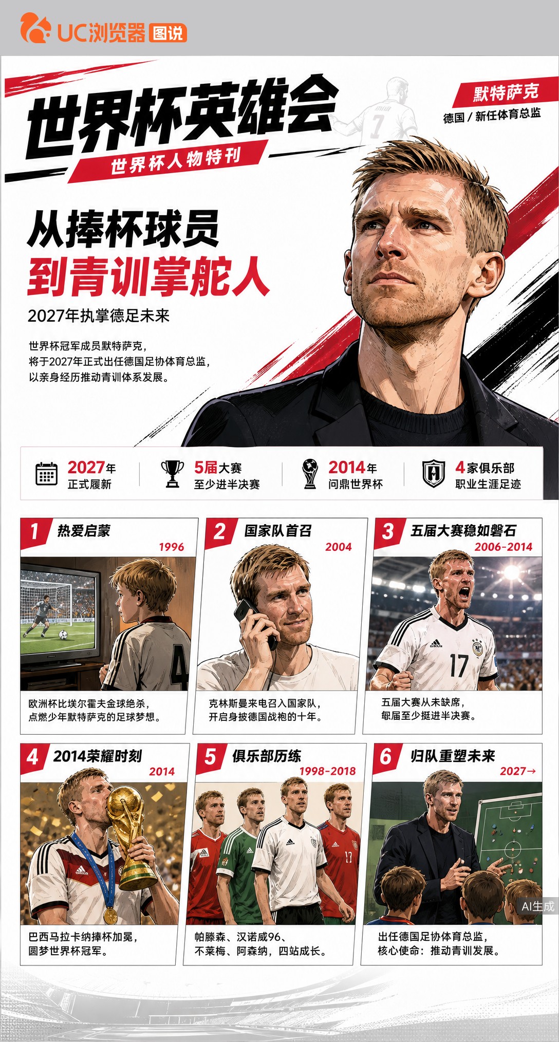 从2014捧杯到执掌德足青训！默特萨克告别球场归队足协