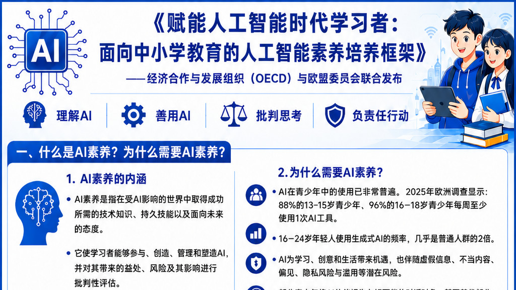 赋能人工智能时代学习者：面向中小学教育的人工智能素养培养框架
