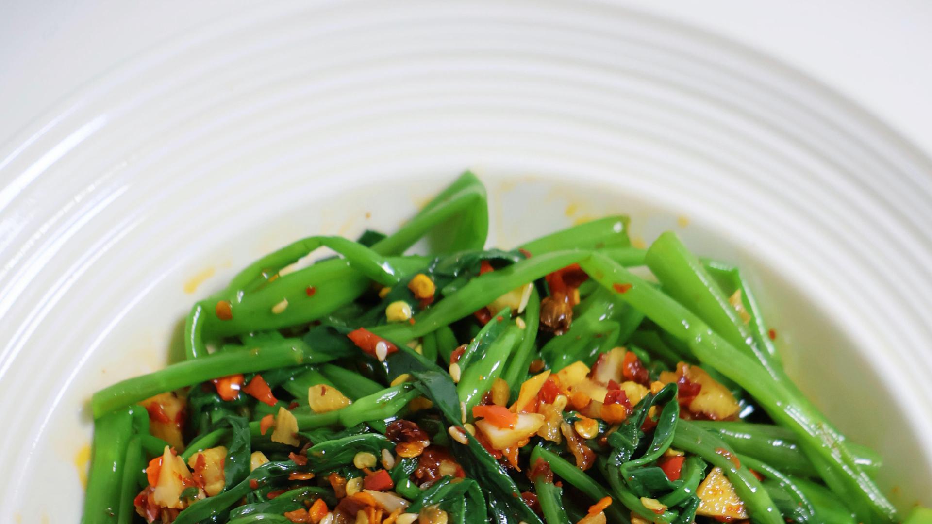 网友说的是真的！懒人版凉拌空心菜，好吃