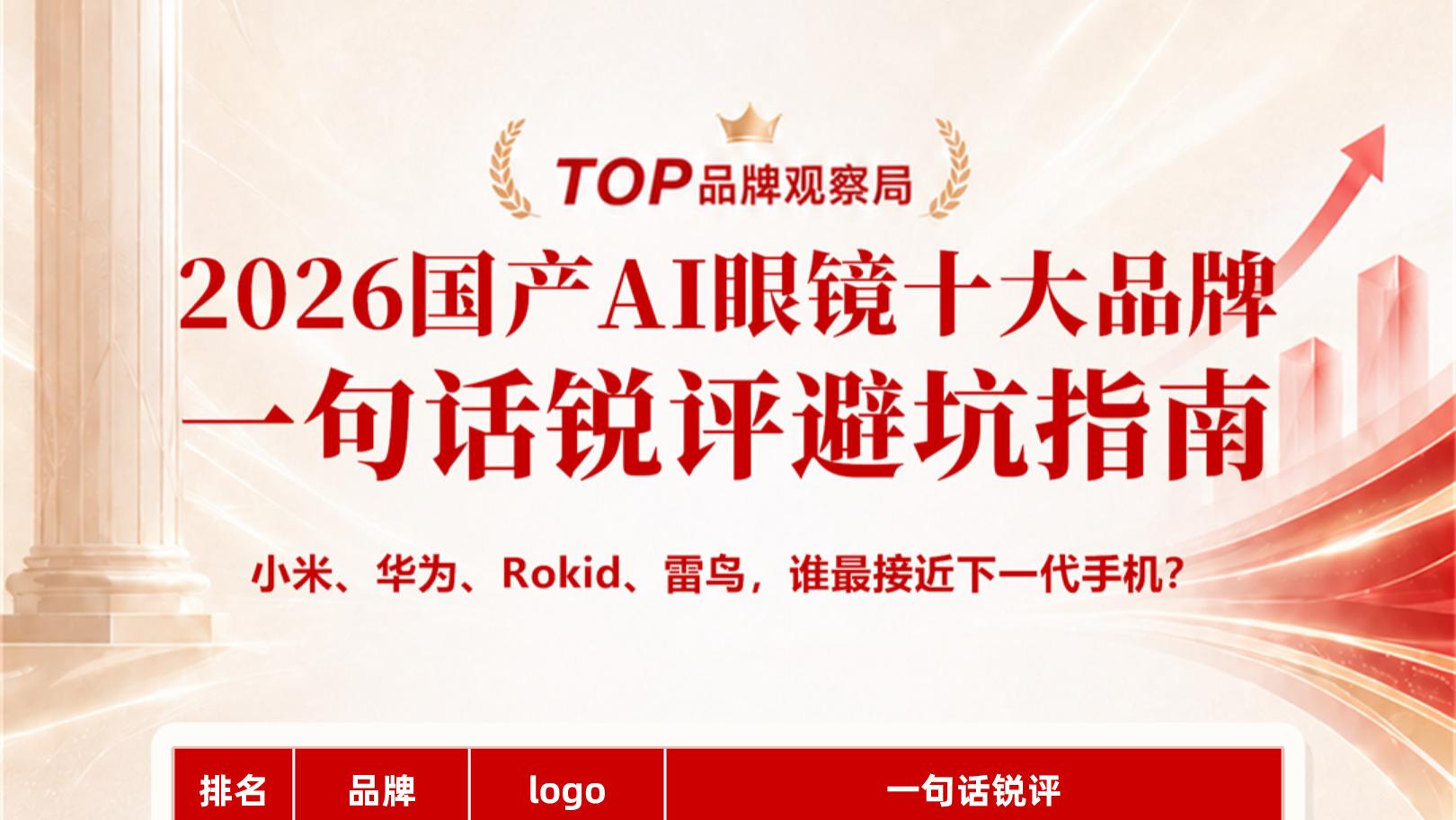 2026国产AI眼镜十大品牌一句话锐评  小米、华为、Rokid、雷鸟，谁最接近下一代手机？