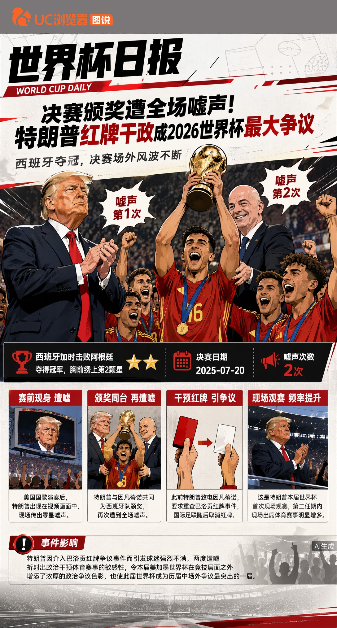 决赛颁奖遭全场嘘声！特朗普红牌干政成2026世界杯最大争议