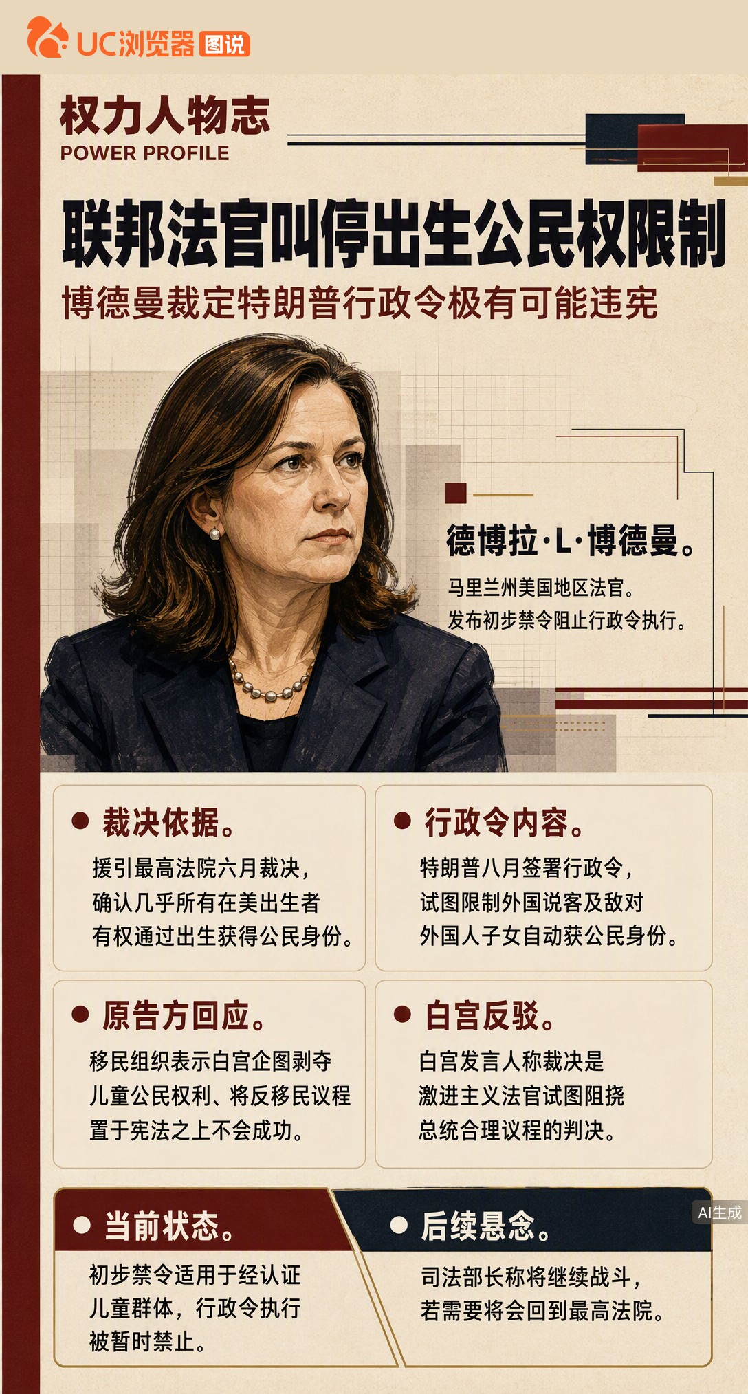 特朗普8月刚签令限制出生公民权，又被联邦法官叫停。裁决直接引用最高法院6月的定论：在美出生即为公民，行政令推翻不了。