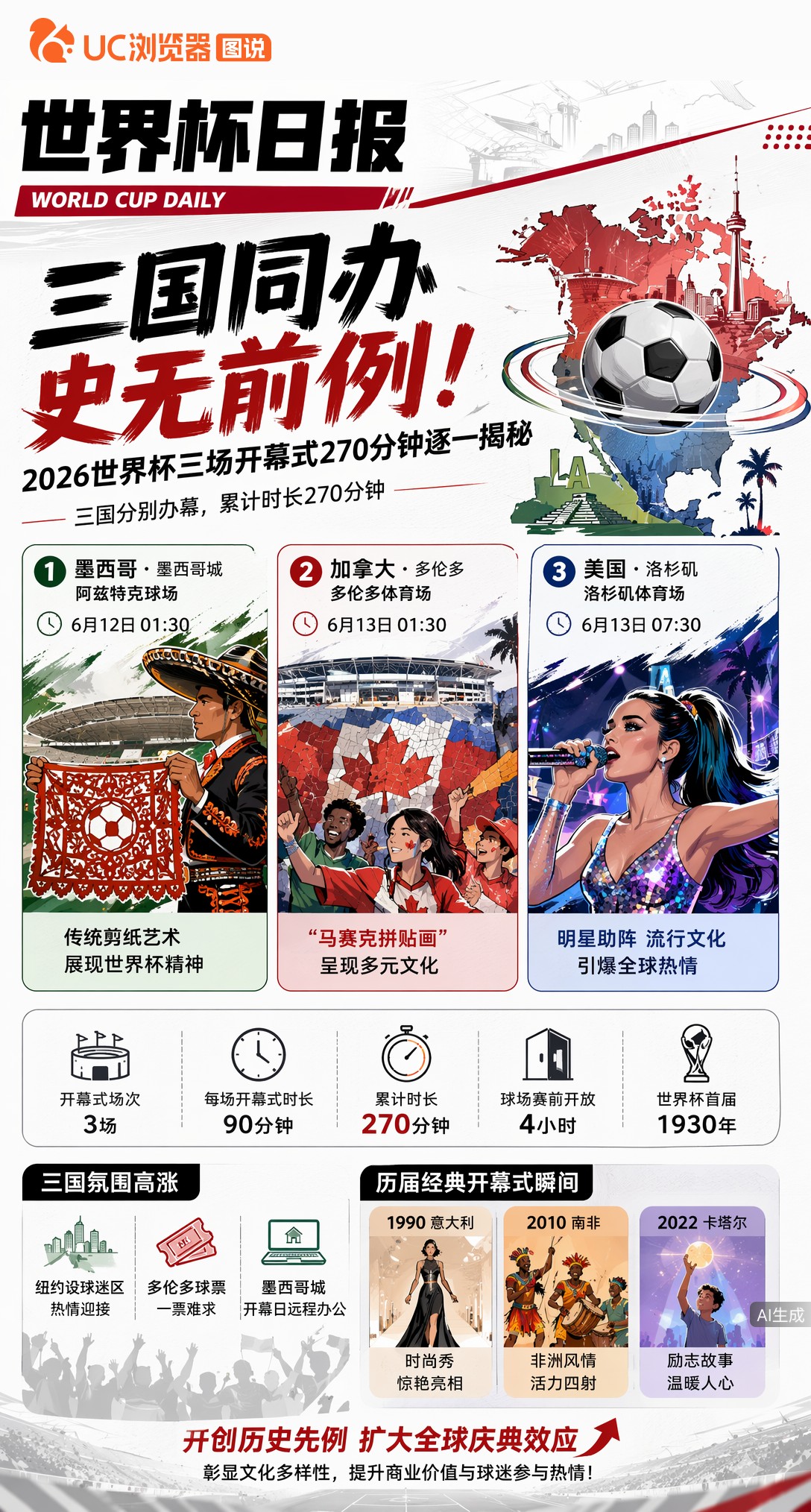 三国同办史无前例！2026世界杯三场开幕式270分钟逐一揭秘