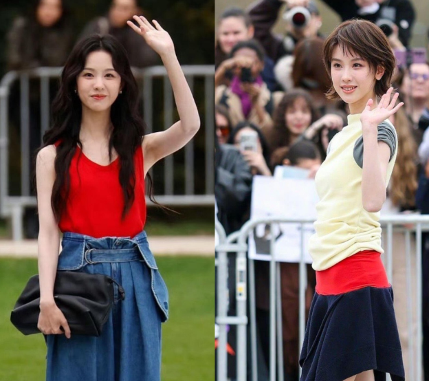 陈都灵巴黎时装周看秀也太亮眼了
短发造型配LOEWE超季穿搭，干净又有力量，在人