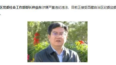 西藏自治区党委社会工作部部长仲崇东：11年中央编制司副司长，仲崇东如何“空降”西藏后迅速落马？