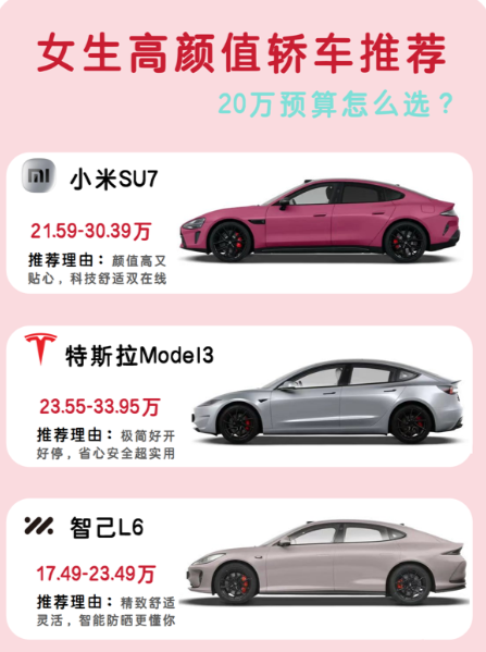 女生高颜值轿车怎么选？
女生选车，别看那参数满天飞，记住重点看颜值、好开、舒适、