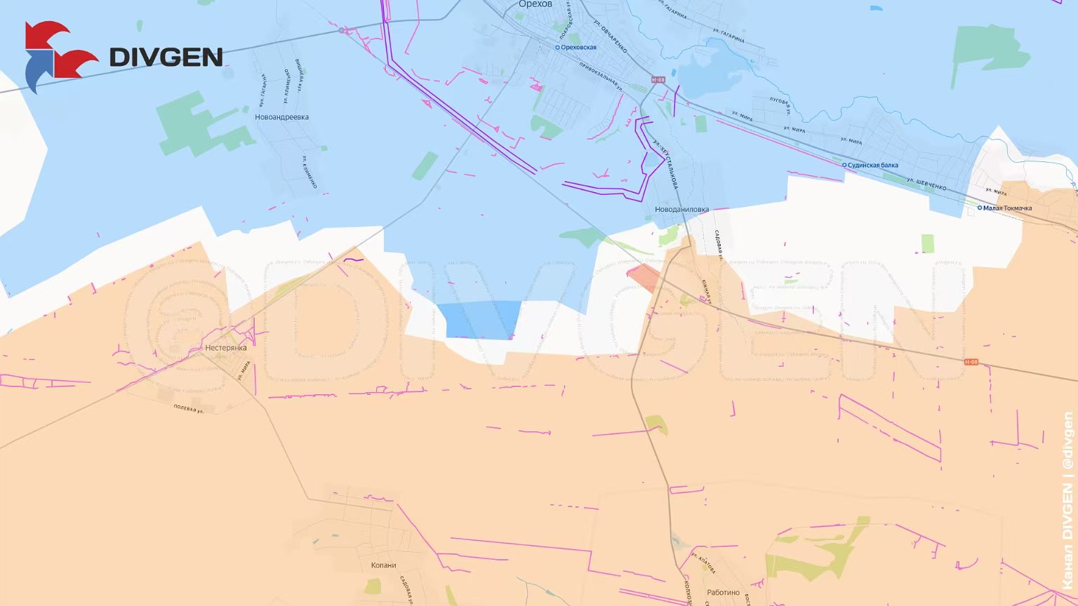 扎波罗热州库班方向，俄军第聂伯河集群在新达尼利夫卡附近取得了一点推进。速度慢也是