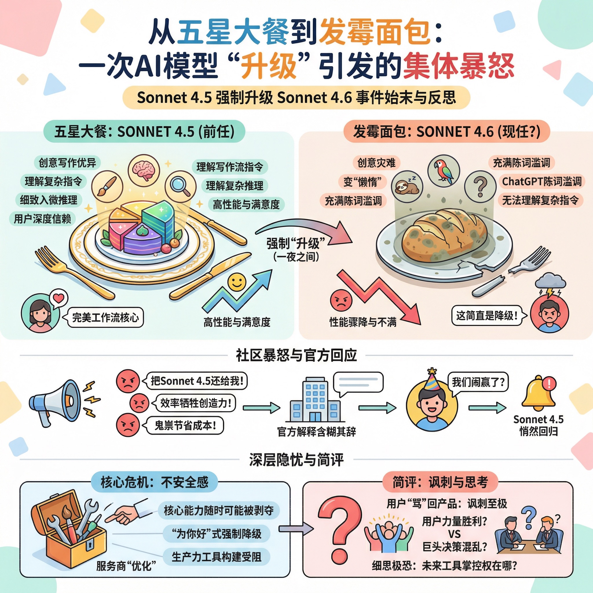 从五星大餐到发霉面包：一次AI模型“升级”引发的集体暴怒