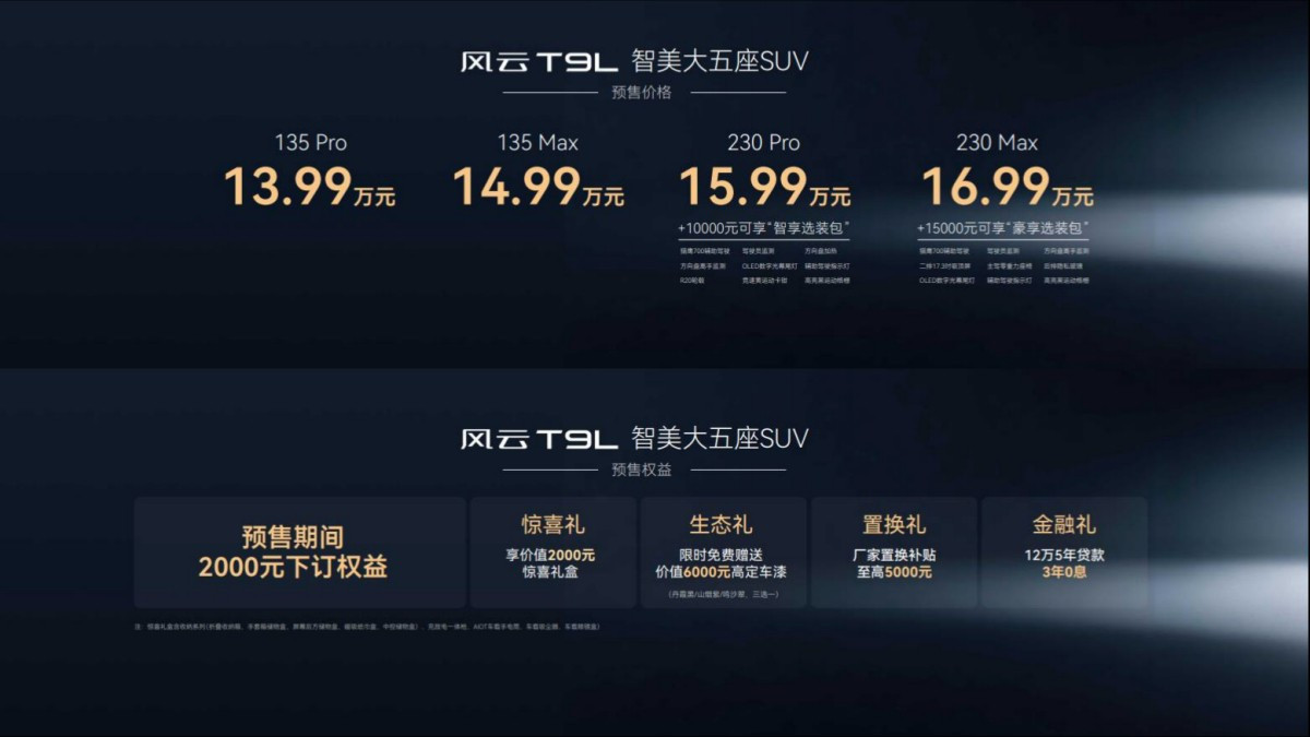 2000km超长续航加持 13.99万起 风云T9L开启预售