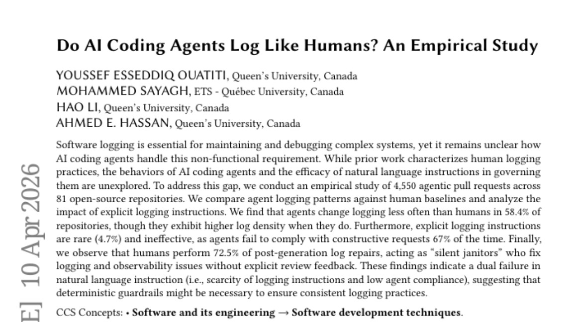 皇后大学与魁北克大学揭示: AI代码生成存在运行日志记录行为差异