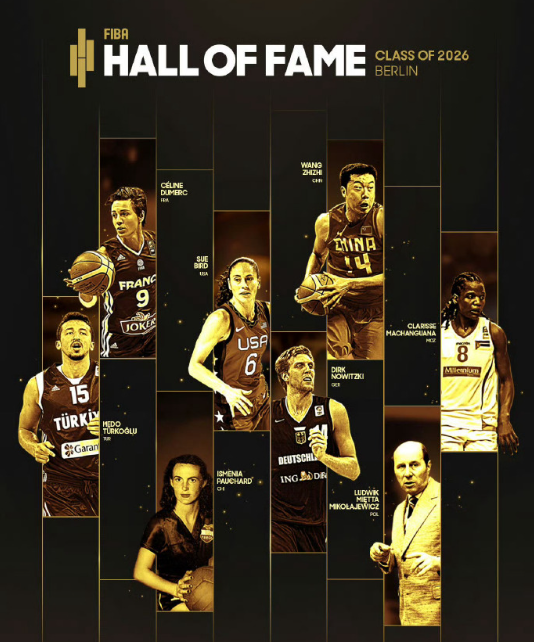 恭喜王治郅，而且是跟诺维茨基同批进入国际篮联名人堂！