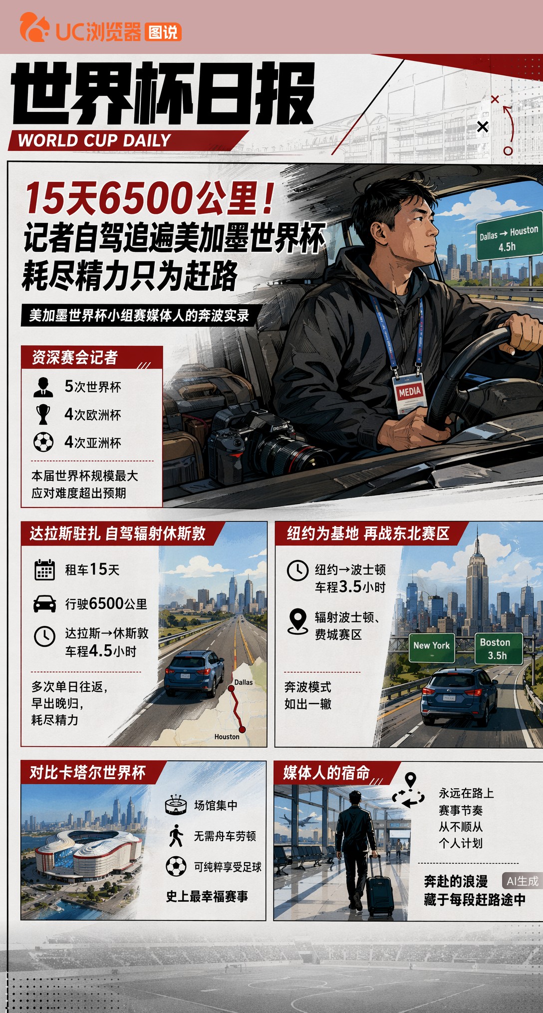 15天6500公里！记者自驾追遍美加墨世界杯，耗尽精力只为赶路