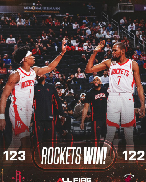 第2次背靠背两连胜！恭喜休斯敦火箭主场绝杀热火！收获2连胜！并将胜利场次提高到4