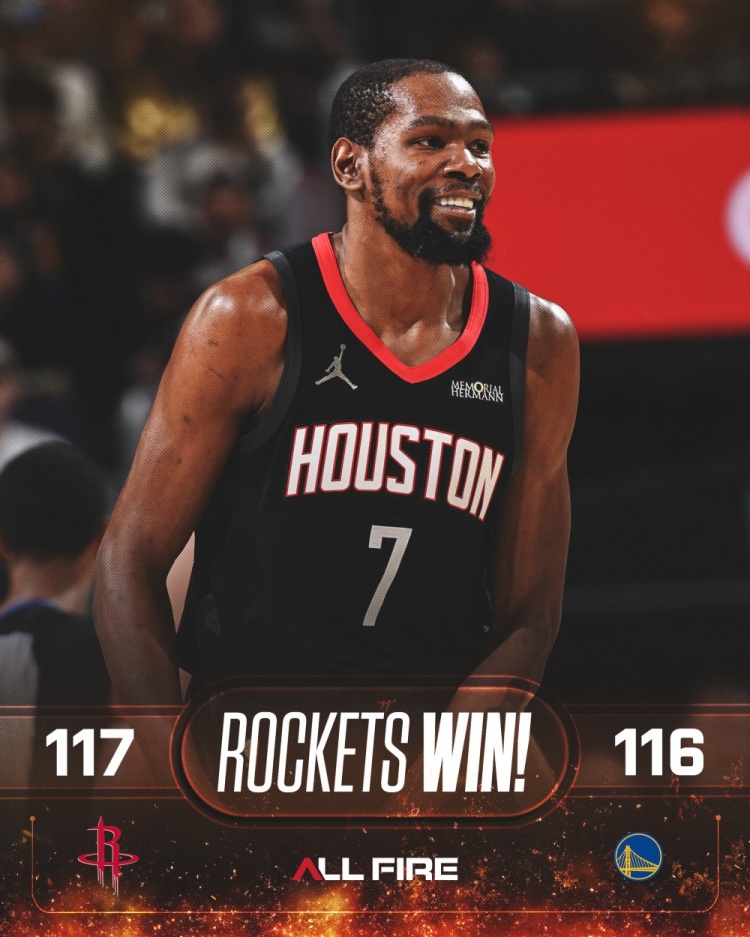 休斯敦火箭队今天凭借申京的一记准绝杀战胜了勇士队，也迎来了自己的6连胜。他们现在