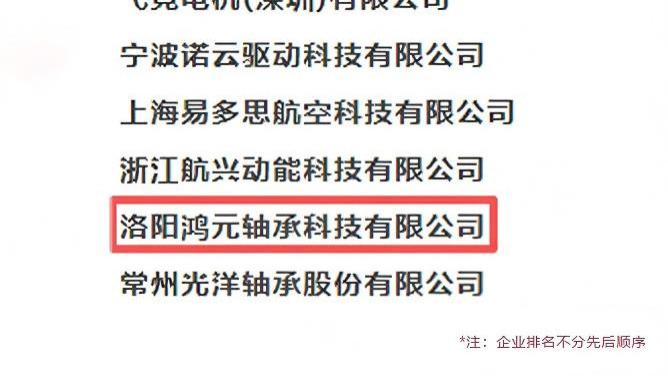 低空经济领域翼航基石奖一一洛阳鸿元轴承科技有限公司