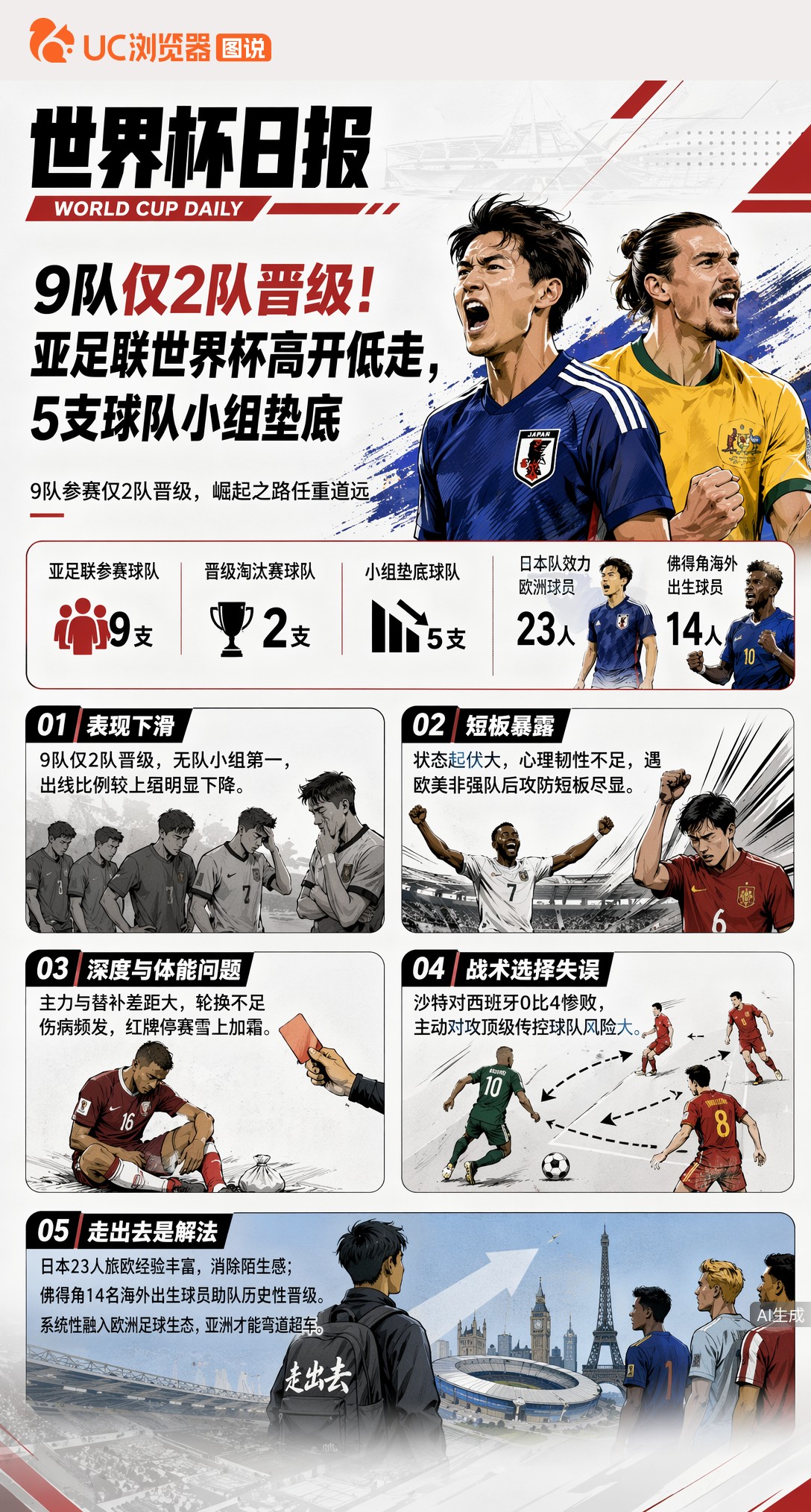 9队仅2队晋级！亚足联世界杯高开低走，5支球队小组垫底