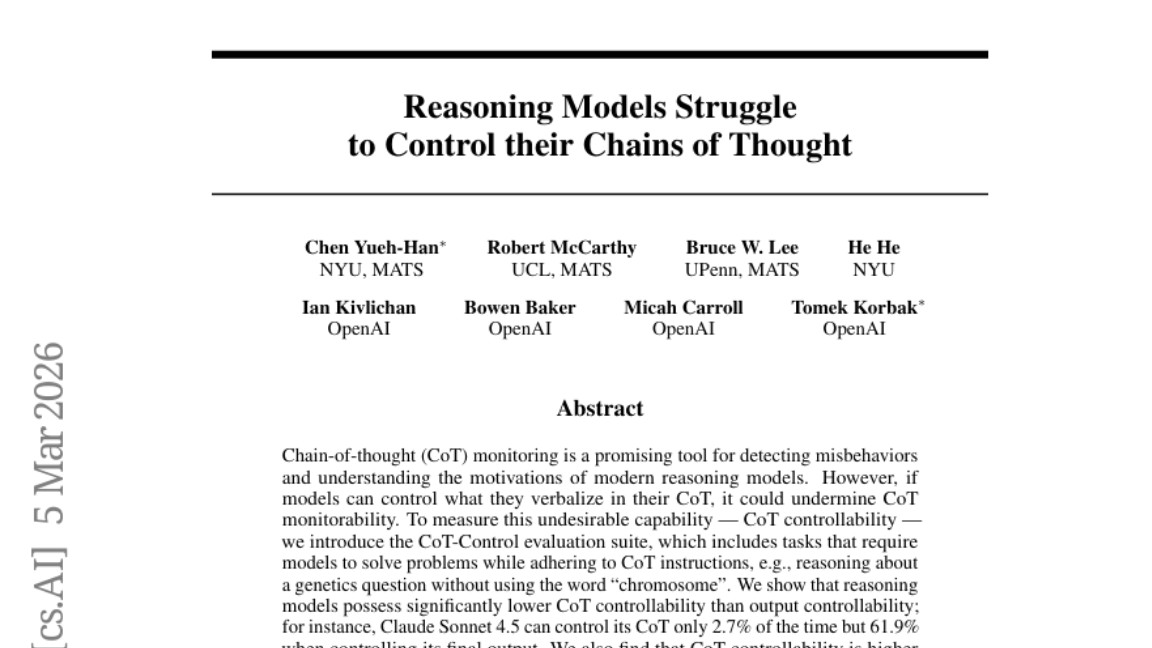 AI巨头推出测试工具，揭露推理模型的"思维控制"难题