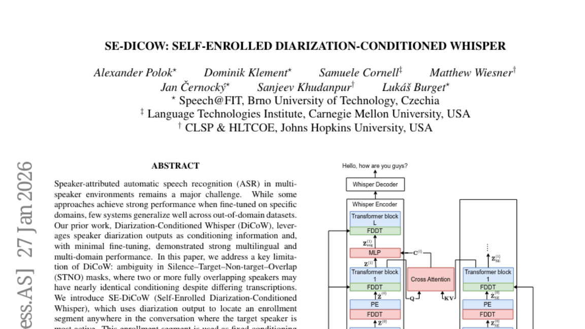 布尔诺科技大学的SE-DiCoW革新语音识别技术