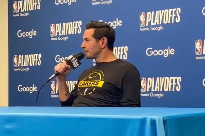NBA季后赛G2，湖人（0）将对阵雷霆（1）。
赛前JJ-雷迪克接受了记者采访，