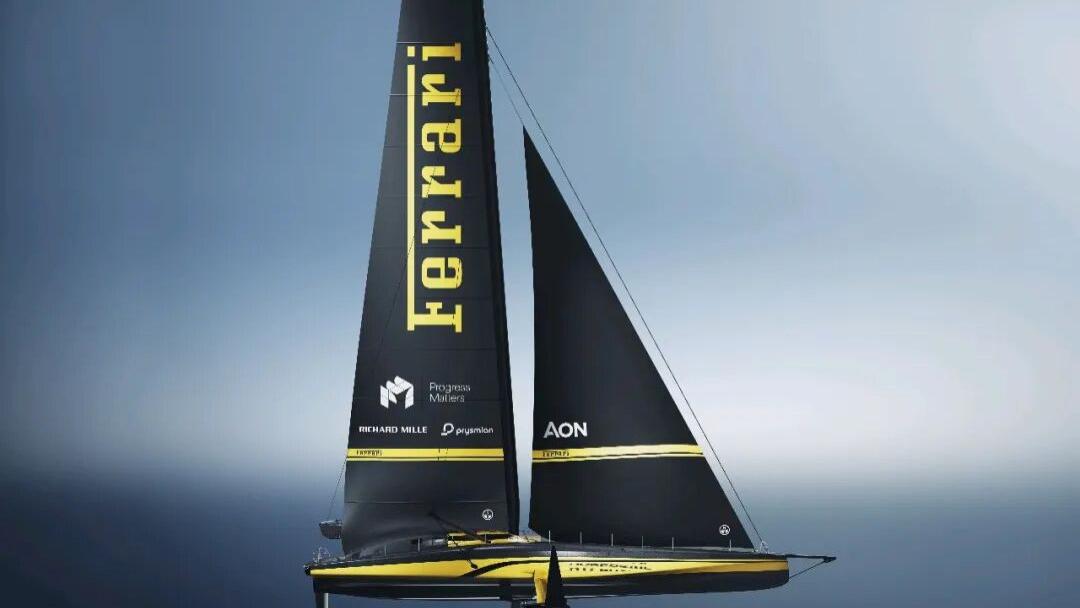 法拉利的新赛艇Hypersail没有用红色，用的是黄色涂装