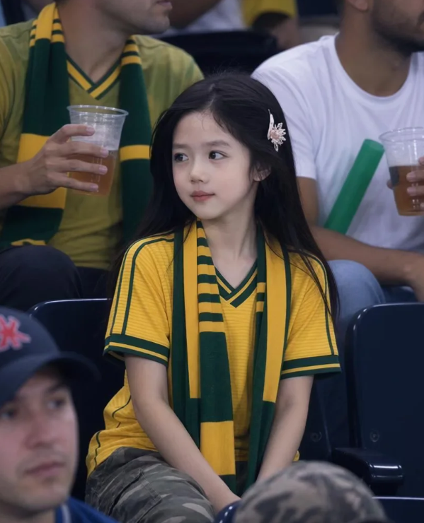 女儿在世界杯看台被抓拍！！⚽️