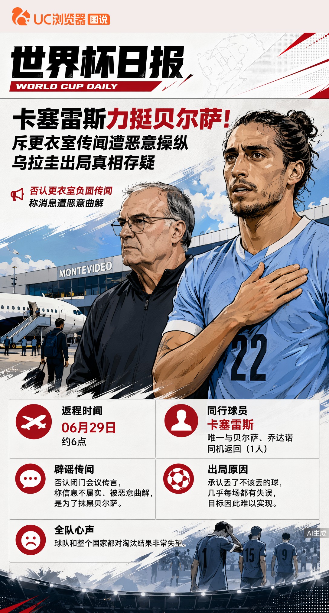 卡塞雷斯力挺贝尔萨！斥更衣室传闻遭恶意操纵，乌拉圭出局真相存疑